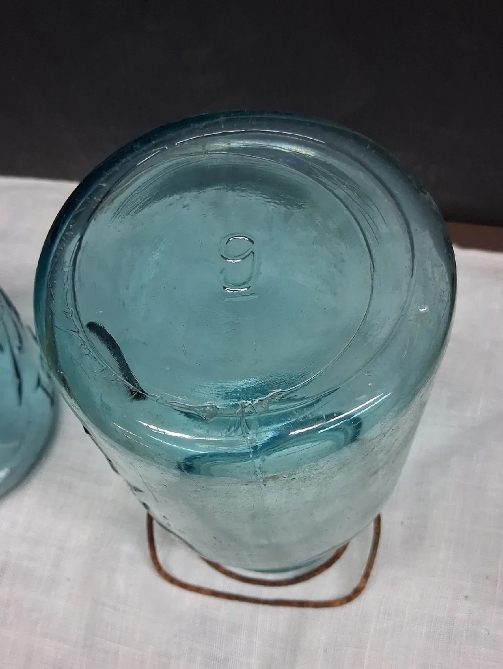 (A)Vintage‎ Ball Ideal aqua blue glass canning jars with wire bail closures(3)